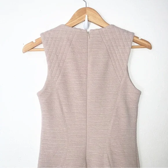 Cut 25 Yigal Azrouel Beige Sheath Dress Sz 4 Colorblock Ruffle Hem - Picture 5 of 6